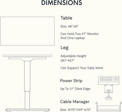 FLEXISPOT EN2 Whole-Piece Standing Desk with Clamp Power Strip, 48 x 30'' Height Adjustable Electric Stand Up Desk with Cable Management (Gray Frame + Mahogany Top, 2 Packages)