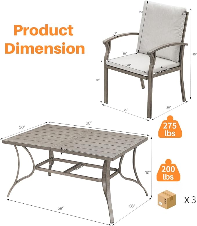 9-Piece Outdoor Dining Set, Aluminum Patio Dining Set with 2.2" Umbrella Hole, Outdoor Table and Chairs with Thick Cushions, Patio Furniture Sets for Decks, Lawn, Garden, Backyard, Limed Oak