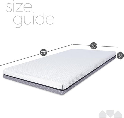 Milliard 5 in. Deluxe Memory Foam Mattress Twin, Dual-Sided - for Bunk Bed, Daybed, Trundle or Folding Bed Replacement (2 Pack)