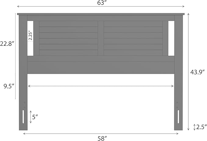 Serene Poplar Wood Queen Size Headboard in Black, Modern Farmhouse Panel with Horizontal Scoring, Casual Coastal Style, Easy Assembly, Quality Materials