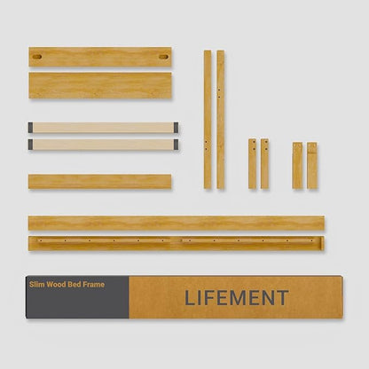 LIFEMENT Classic Wood Platform Bed Frame, Essential, Noise Free, Under Bed Storage, No Box Spring Needed, Easy Assembly (Natural, Twin)