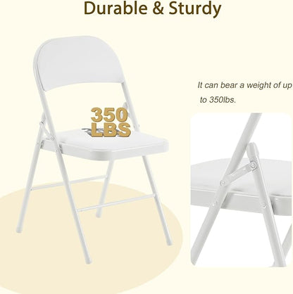 White Folding Chairs 20 Pack with Comfortable Cushion and Back, Portable & Foldable Indoor Outdoor Chairs with Durable Metal Frame for Office/Party/Events/Kitchen/Dinning/Wedding, 330lbs Capacity