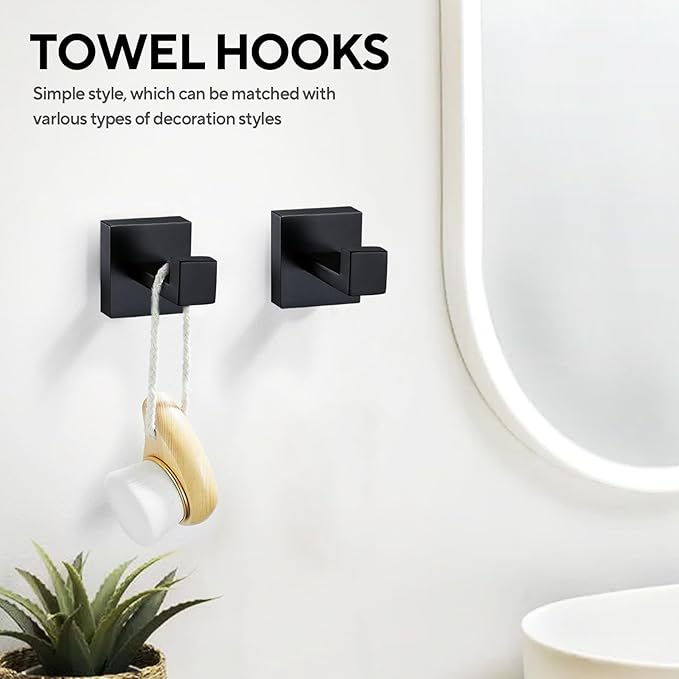 5 Pieces 23.6-Inch Bathroom Hardware Accessories Set,Black TStainless Steel Bathroom Hardware Set,Bath Towel Bar Kit