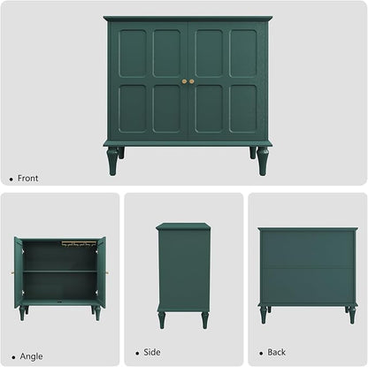 ARTPOWER Green Sideboard Buffet Cabinet with Storage, Mid-Century Modern Storage Cabinet with 2 Doors and Adjustable Shelves, Accent Style Sideboard for Entryway, Dining Room, Living Room