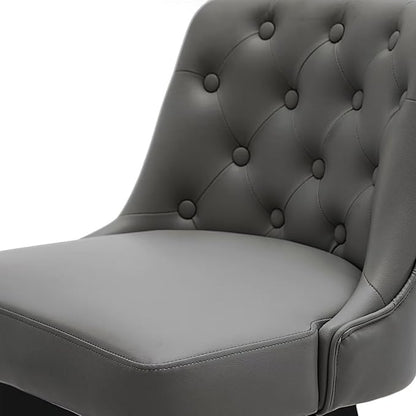 MINCETA Bar Stools Set of 2, PU Leather Barstools, 26 Inch Upholstered Counter Stools with Low Tufted Back and Footrest, Swivel Counter Height Barstools for Kitchen Island Home Bar Dark Gray