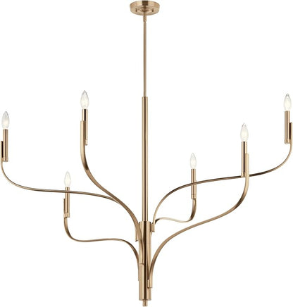 KICHLER Livadia 6-Light Chandelier, Soft Modern-Light in Champagne Bronze, for Foyer, Great Room, or Vaulted Dining or Bedroom (33.25" x 47.25"), 52674CPZ