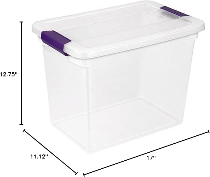 Sterilite 27 Quart Clear Latch Lid Storage Container Tote, 6 Pack, and 15 Quart Clear Latch Lid Storage Container Tote, 12 Pack for Home Organization