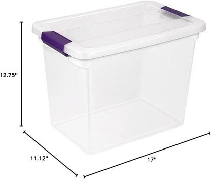 Sterilite 27 Quart Clear Latch Lid Storage Container Tote, 6 Pack, and 15 Quart Clear Latch Lid Storage Container Tote, 12 Pack for Home Organization