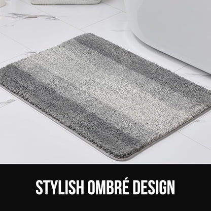 GORILLA GRIP Ultra Soft Plush Bathroom Rugs with Textured Rubber Backing, Absorbent Quick Dry Bath Mat, Machine Washable Shower Mats, Home Décor Accessories Bathmat Rug Essentials, 24 x 16 Grey