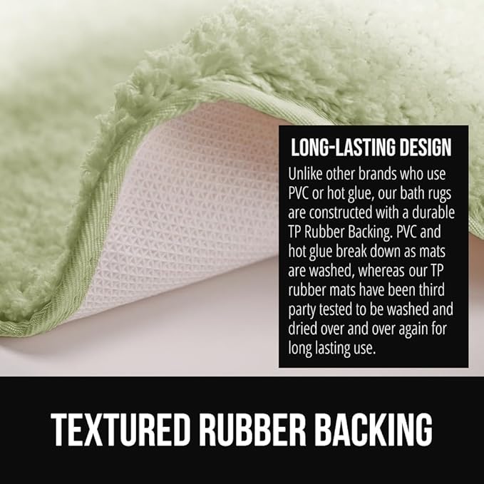 GORILLA GRIP Ultra Soft Plush Bathroom Rugs with Textured Rubber Backing, 34 x 24 Absorbent Quick Dry Bath Mat, Machine Washable Shower Mats, Home Décor Accessories Bathmat Rug Essentials, Sage