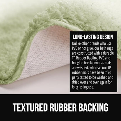 GORILLA GRIP Ultra Soft Plush Bathroom Rugs with Textured Rubber Backing, 34 x 24 Absorbent Quick Dry Bath Mat, Machine Washable Shower Mats, Home Décor Accessories Bathmat Rug Essentials, Sage