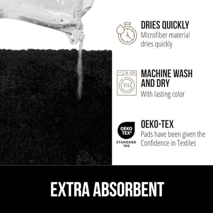 GORILLA GRIP Bathroom Rugs, 60x24, Ultra Soft Absorbent Mat, Thick Plush Bath Rug, Machine Washable, Microfiber Quick Dry, Mats for Shower, Bathtub and Floor, Home Decor Accessories, Black