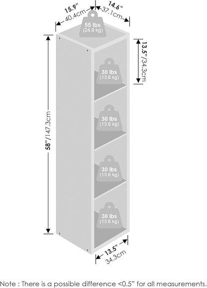 Furinno Cubic Closet Organizers and Storage, 4-Cube Closet Organizer, Open Shelf Closet Storage, Extra Thick Frame for Wardrobe, Bedroom, Living Room, White