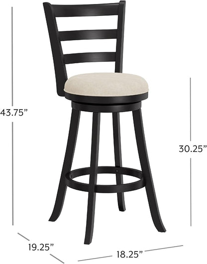 Hillsdale Laymon Modern Wood Swivel Stool with Upholstered Seat, Bar Height, Black