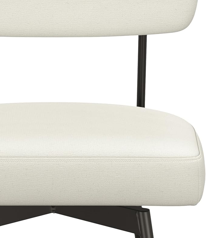 SIMPLIHOME Giselle Counter Stools (Set of 2) - 24 Inch Seat Height Swivel Upholstered Metal Kitchen Stools in Natural Polyester Linen, Contemporary Modern Seating with Padded Seat and Backrest