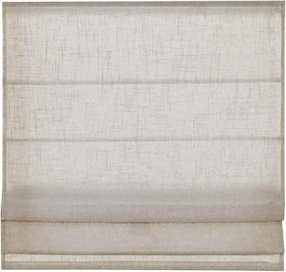Madison Park Kyler Cordless Roman Shades - Single Panel, Lightweight Linen Blend Fabric, Natural Design, Easy Installation, Light Filtering Window Blind, Bedroom, Living Room Decor 31"W x 64"H Natural