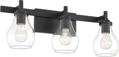 Possini Euro Design Danvers Modern Wall Light Black Metal Hardwired 22 1/2" 3-Light Fixture Clear Globe Glass Shades for Bedroom Bathroom Vanity Reading Living Family Room Hallway House Home Decor