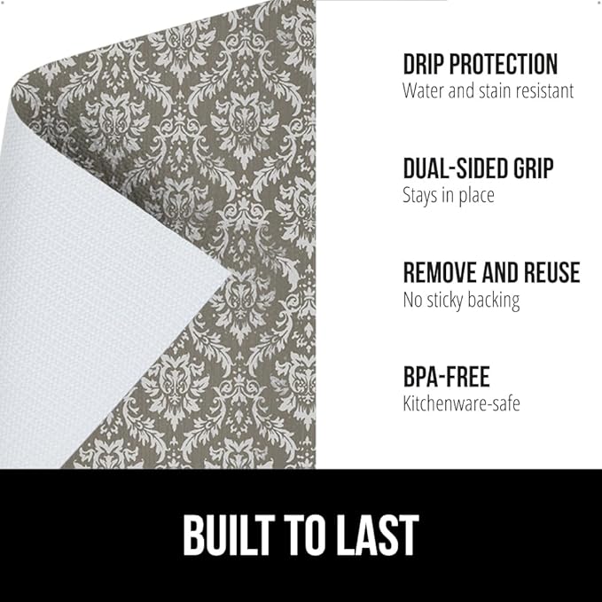 GORILLA GRIP DripGuard Shelf Liner, Non Adhesive Drawer and Kitchen Cabinet Protector, 20x240 Inch, Slip Resistant BPA Free Smooth Surface Plastic Liners for Cabinets, Bathrooms, Closets, Beige Cream