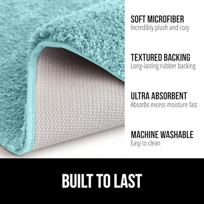 GORILLA GRIP Bathroom Rugs, 42x24, Ultra Soft Absorbent Mat, Thick Plush Bath Rug, Machine Washable, Microfiber Quick Dry, Mats for Shower, Bathtub and Floor, Home Decor Accessories, Spa Blue
