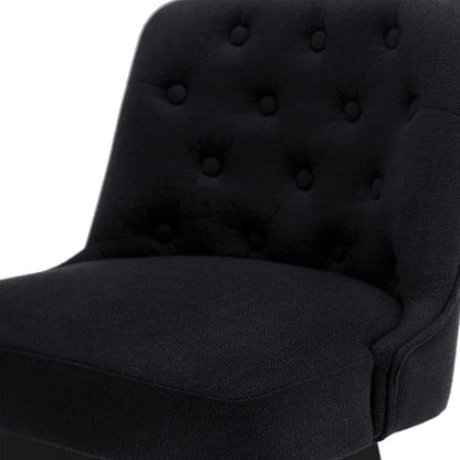 MINCETA Bar Stools Set of 4, 26 Inch Upholstered Barstools with Low Tufted Back and Footrest, Swivel Counter Height Barstools for Kitchen Island Home Bar Performance Fabric Black