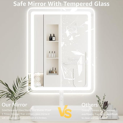 72" x 30" Led Bathroom Mirror with Lights, Anti-Fog & Tri-Color Lighting - Wall Mounted Shaving Mirror with Touch Sensor, Waterproof & Smart LED Vanity Mirror,Tempered Glass, Dimmable Smart Mirror