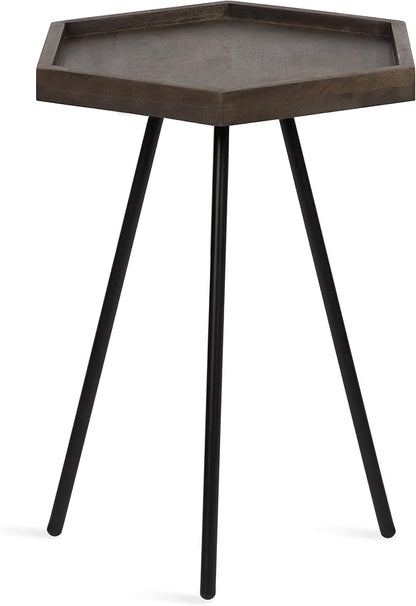 Kate and Laurel Kashvi Modern Side Table 17 x 15 x 20; Graywash; Decorative Farmhouse Hexagon Bedroom Nightstand Table for Storage and Display