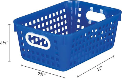 Really Good Stuff Medium Plastic Book Baskets, 11" by 7.5" by 4.5" - 12 Pack, Rainbow, Versatile Storage Solution for Classroom, Home and Office l Toy Storage, Multi-Purpose Organizer Basket