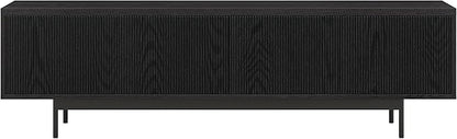 Henn&Hart Rectangular TV Stand for TV's up to 75" in Natural Black, for Home, Living Room, Bedroom, Entertainment Room, Office
