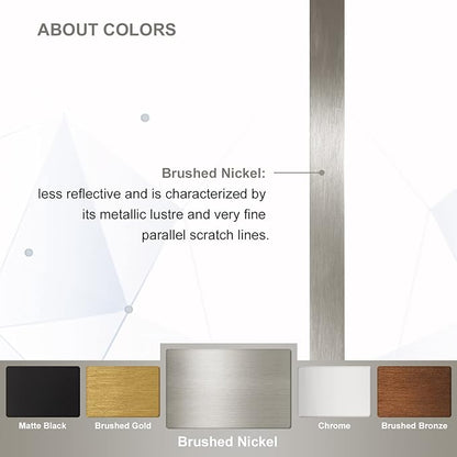 ANDY STAR Square Brushed Nickel Mirror for Bathroom, 24”x24” Silver Metal Frame Wall Mirror, Rounded Corner Stainless Steel Hangs Horizontal Or Vertical