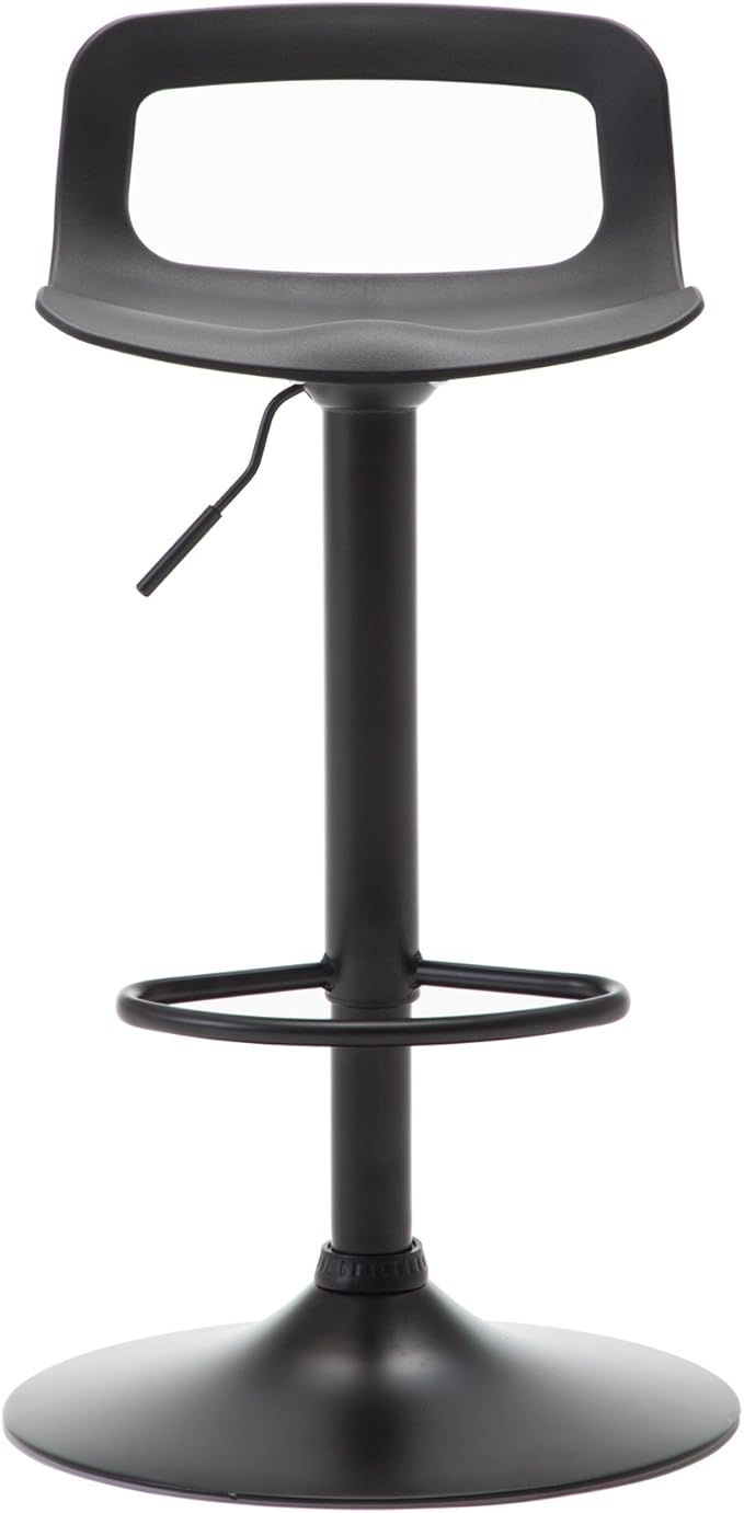 NOBPEINT Contemporary Chrome Air Lift Adjustable Swivel Bar Stool, Set of 4, Black