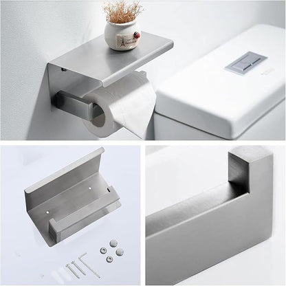 Bathroom Hardware Set Bathroom Accessories Set SUS304 Towel Bar Set Includes Towel Bar Inch+Towel Holder+Toilet Paper Holder+Towel Hook (10, Brushed Nickel-Paper Holer with Cover)