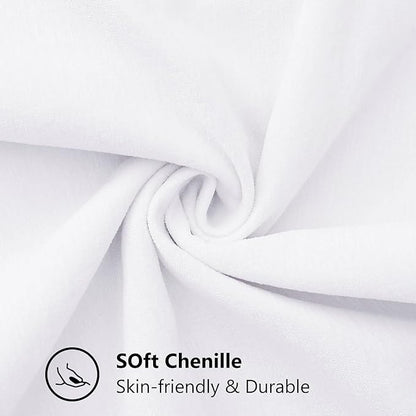 decorUhome Chenille Soft Throw Pillow Covers 18x18 Set of 2, Farmhouse Velvet Neutral Decorative Euro Pillow Covers with Stitched Edge for Couch Sofa Bed Home Decor, White