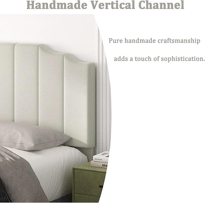 King Size Headboard Only, Velvet Wall Mounted Headboard King for Adjustable Bed Modern Upholstered Head Board Easy Assembly, Cream