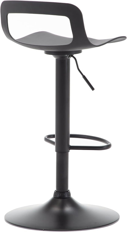 NOBPEINT Contemporary Chrome Air Lift Adjustable Swivel Bar Stool, Set of 2, Black