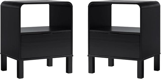 Elias Modern Curved-Frame Solid Wood Nightstand