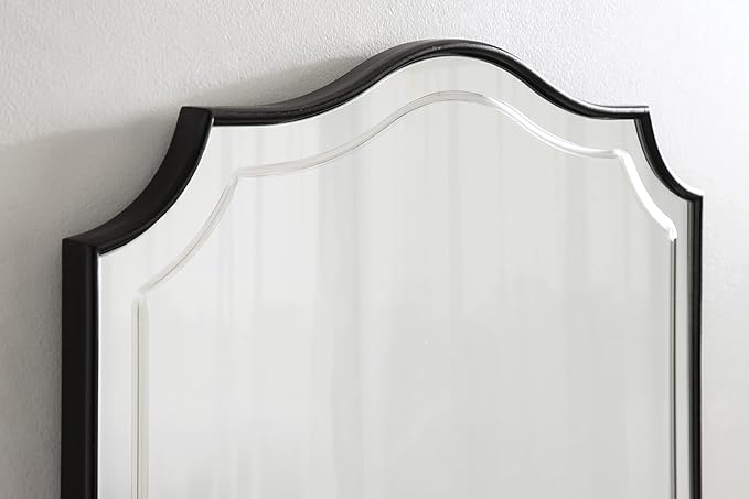 Kate and Laurel Hollyn Glam Scalloped Wall Mirror; 20 x 30; Black; Decorative Traditional Wall Decor with Elegant Frame and Soft Scallops