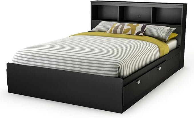 South Shore Spark Bookcase Headboard, Full, Pure Black