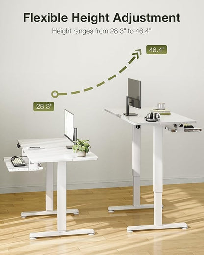 Casaottima Electric Standing Desk with Keyboard Tray, 40 Inch Height Adjustable Small Table, Sit Stand Table, Writing Computer Desk for Home, Office, Workstation, White