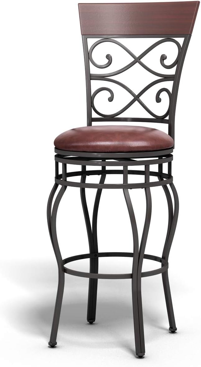 COSTWAY Bar Stools Set of 4, 360 Degree Swivel, 30" Bar Height Bar stools, with Leather Padded Seat Bistro Dining Kitchen Pub Metal Vintage Chairs with Back (Set of 4)