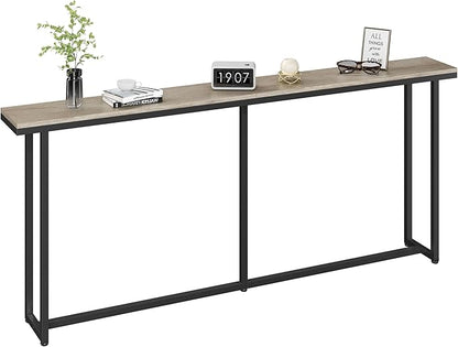 Yaheetech Narrow Console Table with Sturdy Metal Frame, 71 Inch Extra Long Entryway Sofa Table for Behind Couch, Hallway, Living Room, Gray