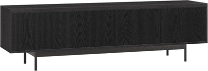 Henn&Hart Rectangular TV Stand for TV's up to 75" in Natural Black, for Home, Living Room, Bedroom, Entertainment Room, Office