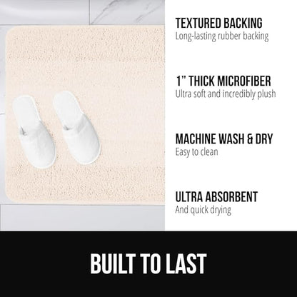 GORILLA GRIP Ultra Soft Plush Bathroom Rugs with Textured Rubber Backing, 34 x 24 Absorbent Quick Dry Bath Mat, Machine Washable Shower Mats, Home Décor Accessories Bathmat Rug Essentials, Ivory