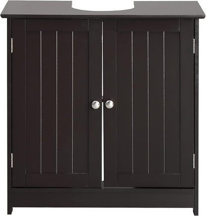Bonnlo Pedestal Under Sink Storage Bathroom Vanity with 2 Doors Traditional Bathroom Cabinet Space Saver Organizer 23 5/8" x 11 7/16" x 23 5/8" (L x W x H) (Espresso)