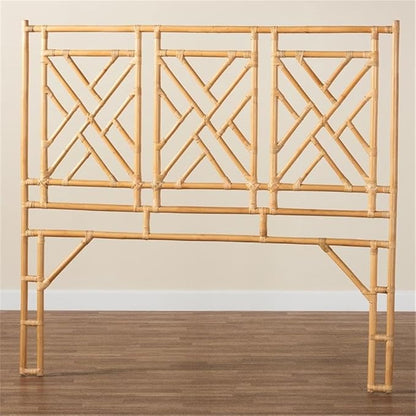 Pemberly Row Bohemian Natural Rattan King Size Standalone Headboard