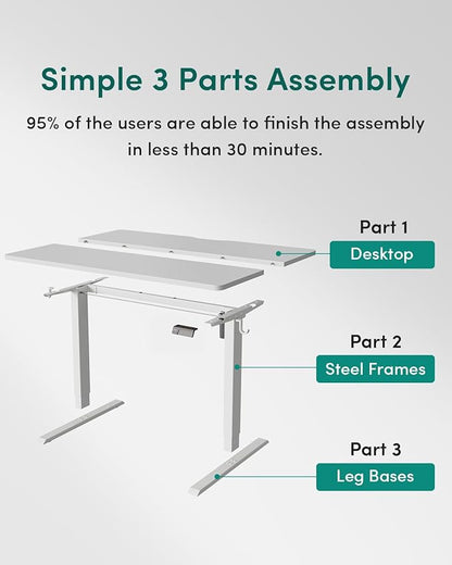 CubiCubi 40 x 24 Inches Electric Standing Desk, Height Adjustable Sit to Stand Desk, Home Office Table with Splice Board, White