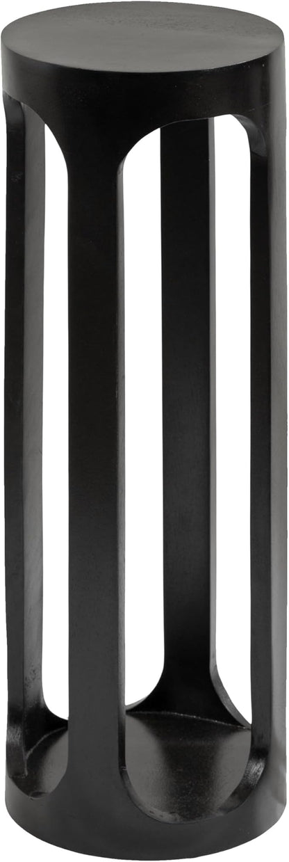 Kate and Laurel Dahl Modern Wooden Round Drink Table; 8 x 23; Black; Transitional Circle Wood Accent Pedestal Table for Living Room Plant Stand or Small Bedroom Nightstand