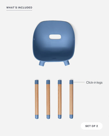 Lalo The Play Kit - Kids Table & Chairs Set with Sustainably Sourced Wood Table & 2 Non-Toxic Bucket Seat Chairs - Safe & Comfortable - Coconut/Blueberry