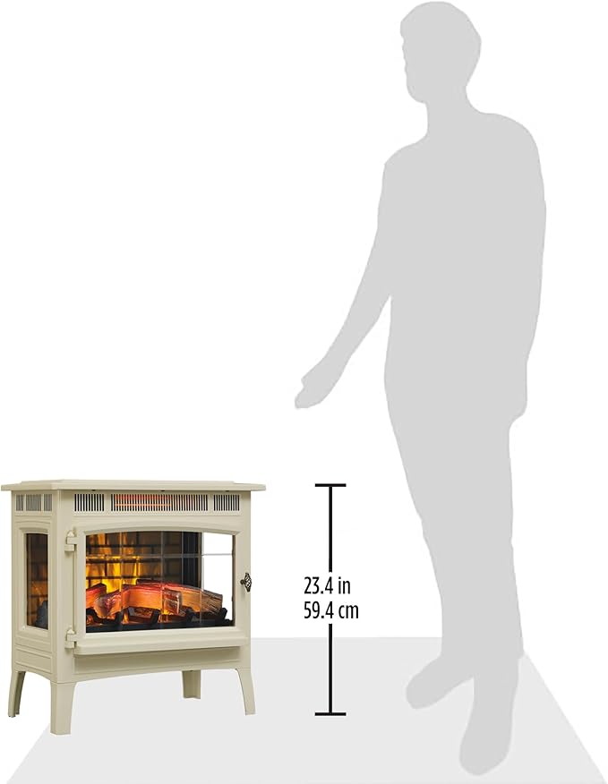 duraflame Freestanding Electric Fireplace Stove Heater with 3D Flame Effect for 1,000 Sq. Ft. Room, Cream