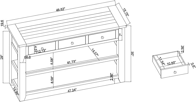 LKTART Solid Wood Console Table Sofa Table with Storage Drawers and Bottom Shelf Entryway Table for Entry Hallway Foyer Sofa Couch Table,Easy Assembled (48.8" Green)