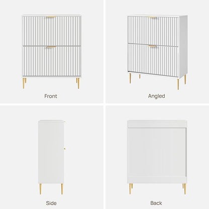 SICOTAS Fluted Shoe Cabinet Storage for Entryway with 6 Flip Drawers-11.8"Deep Freestanding Shoe Organizer Cabinet with 6-tier Shelves, Large 60 Pairs Shoes Rack Cabinet for Foyer Hallway, White, 3PCS